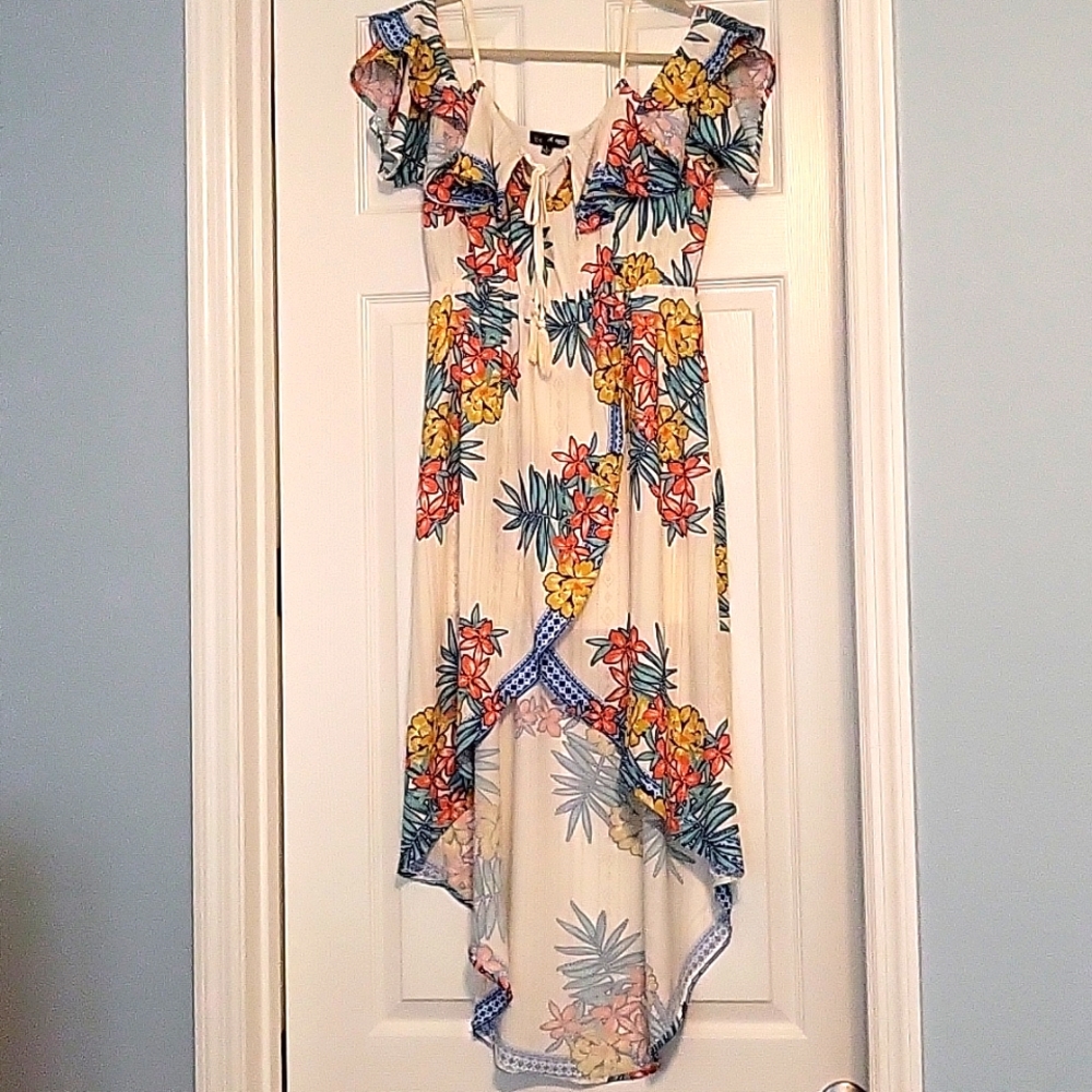 A. Calin, Large, tropical print hi lo dress